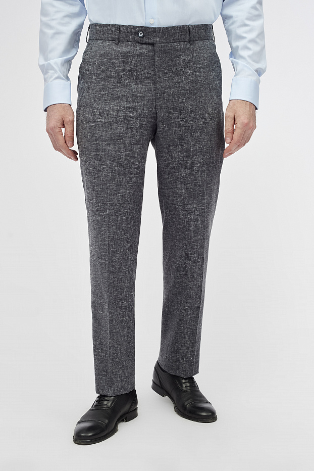 Костюмные брюки из ткани с содержанием льна Regular Fit