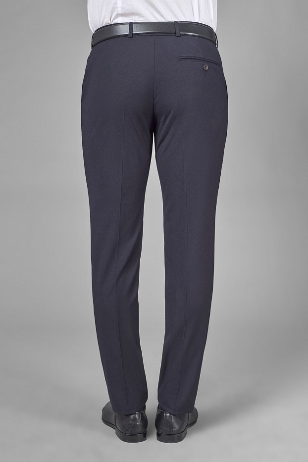 Классические темно-синие брюки из гладкой ткани Super Slim Fit
