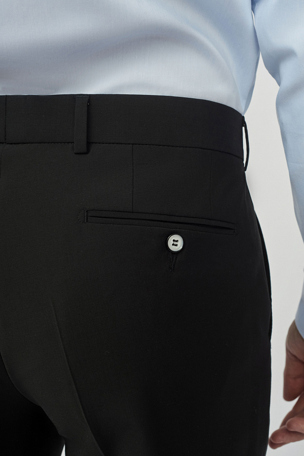 Классические черные брюки из шерстяной ткани Regular Fit