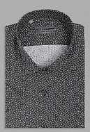 Черная рубашка с микродизайном и коротким рукавом Regular Fit