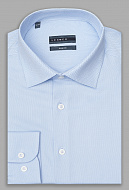 Голубая рубашка с микродизайном и классическим воротником Slim Fit
