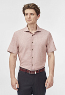 Рубашка из хлопка и льна с коротким рукавом Slim Fit