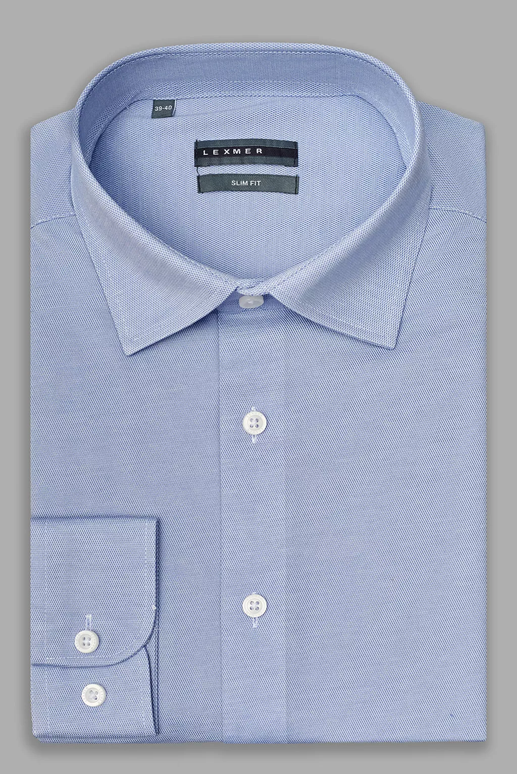 Серо-голубая рубашка с классическим воротником Slim Fit