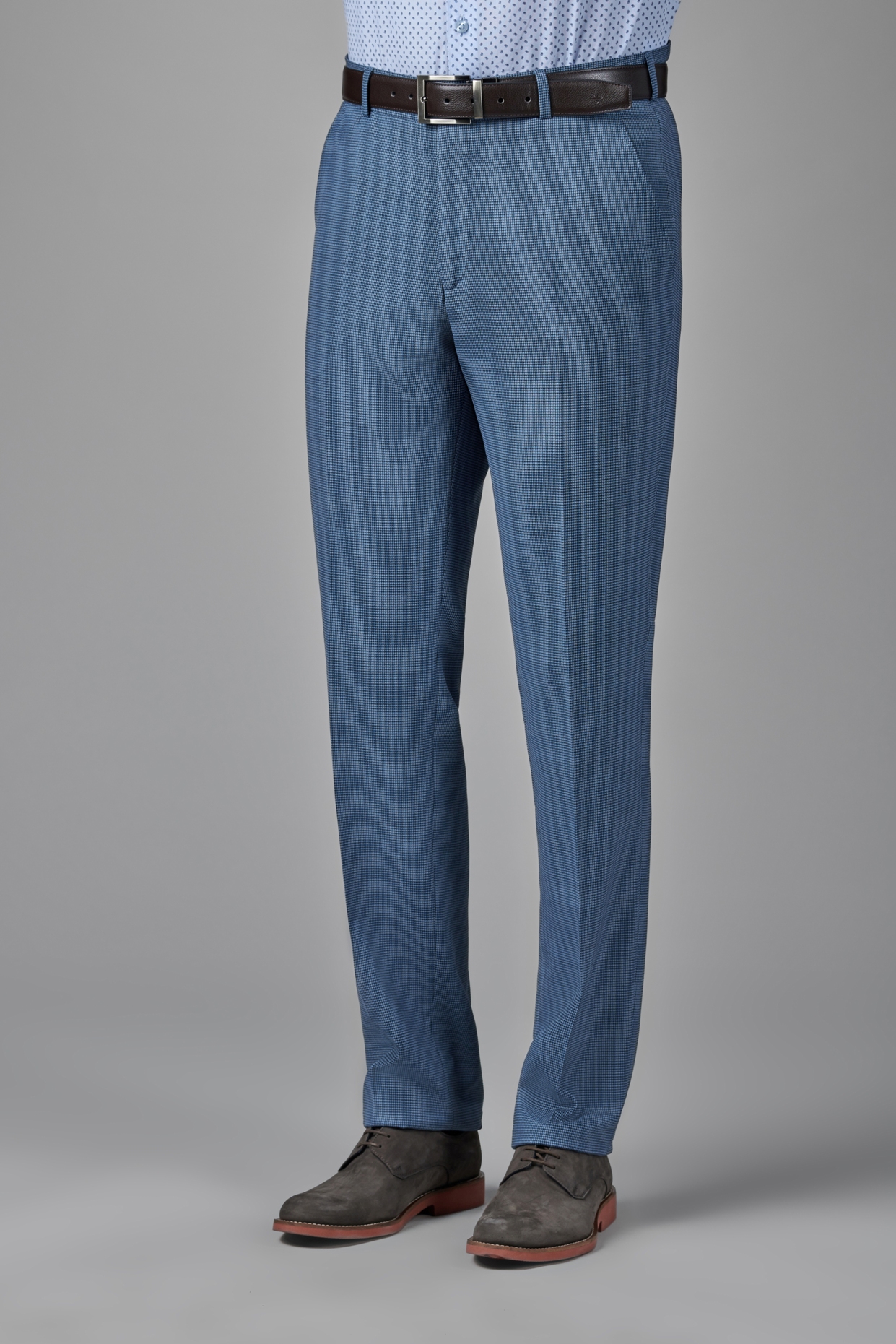 Костюмные брюки из шерстяной ткани с микродизайном Slim Fit