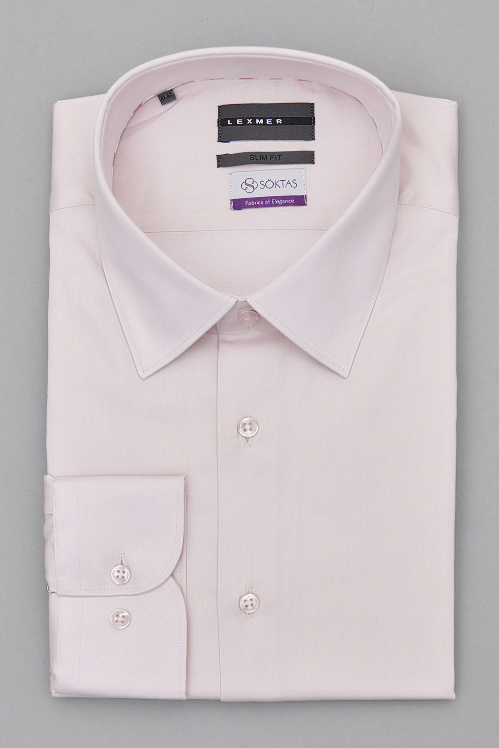 Светло-розовая классическая рубашка из эластичной ткани Slim Fit