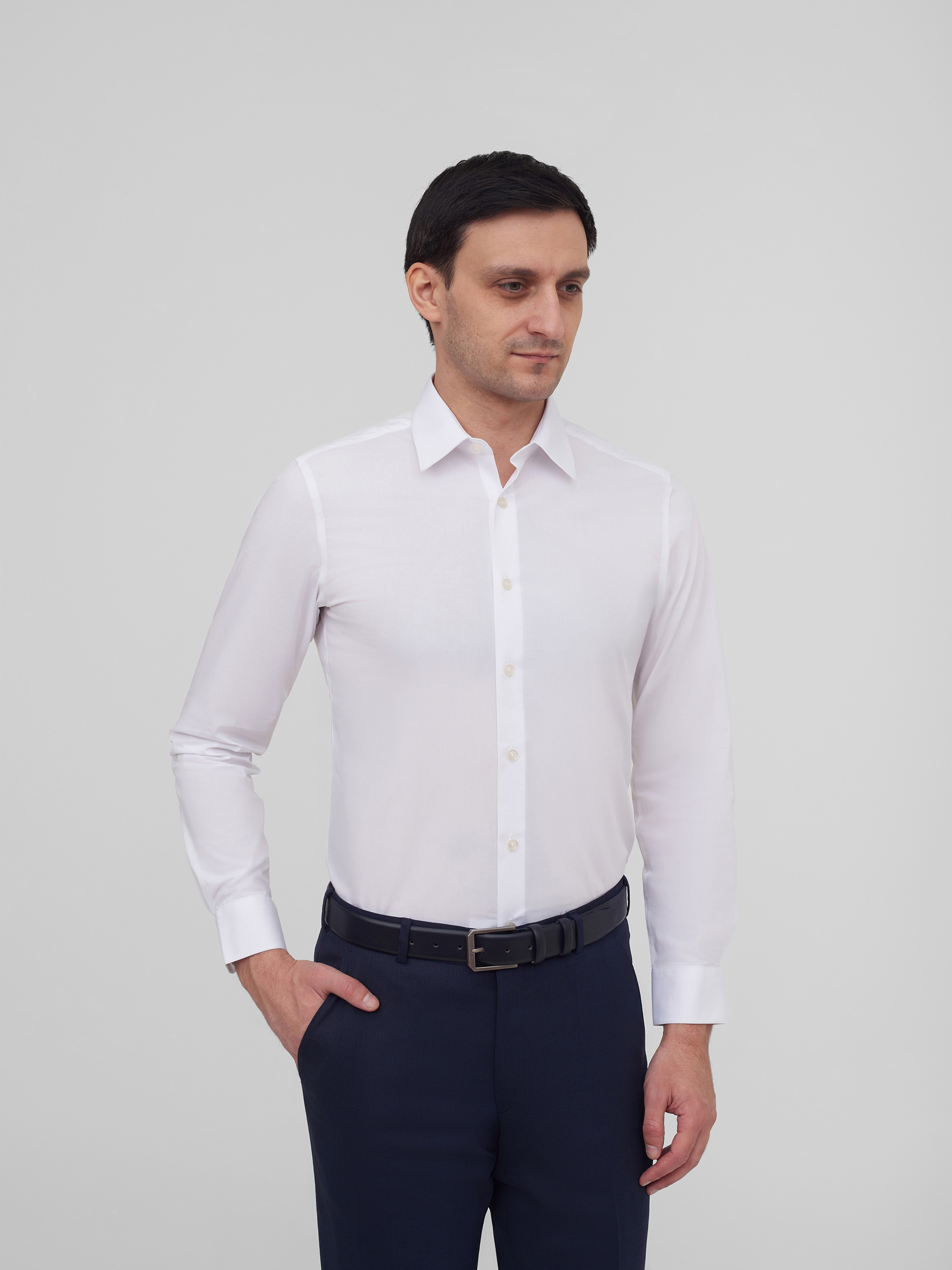 Однотонная белая рубашка Slim Fit