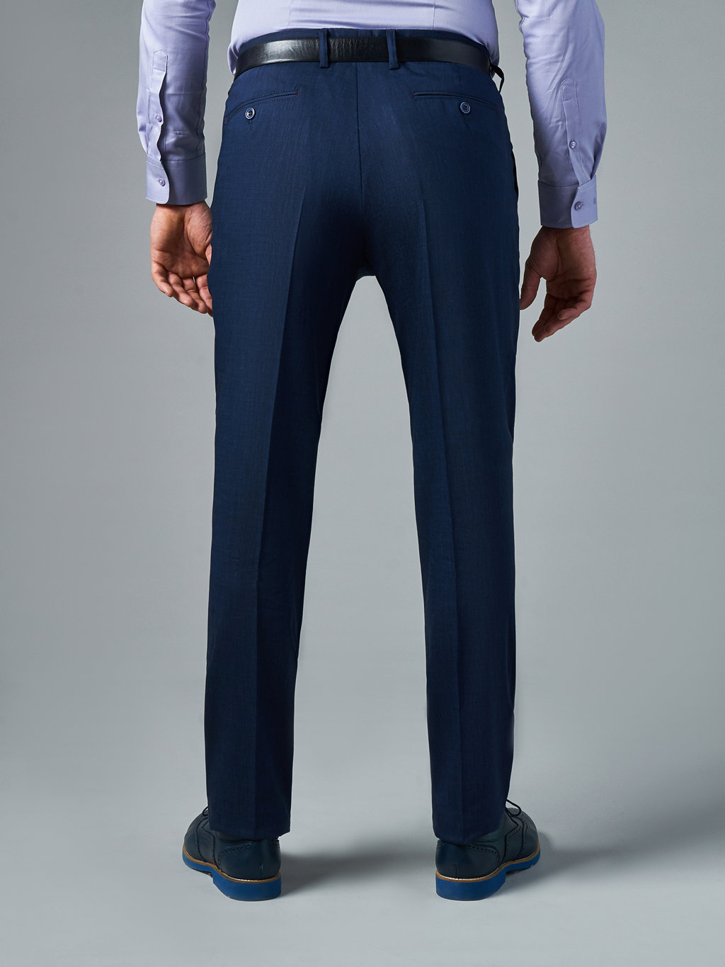 Синие брюки с добавлением льна Slim Fit