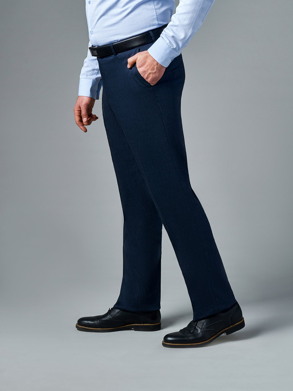 Темно-синие брюки со льном Regular Fit