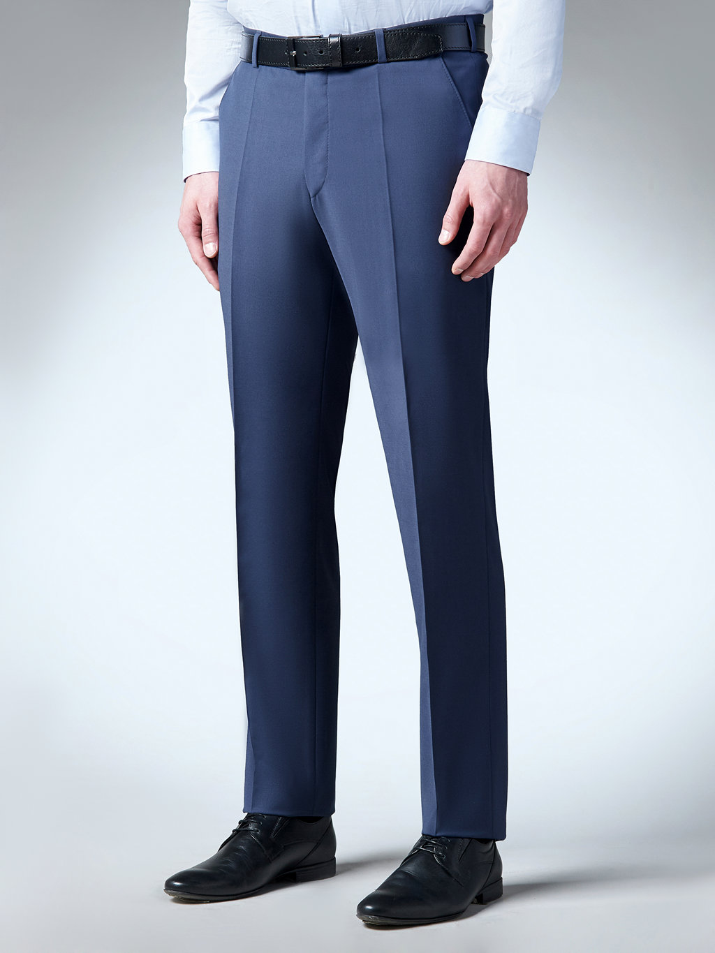 Костюмные темно-синие брюки из гладкой шерстяной ткани Slim Fit