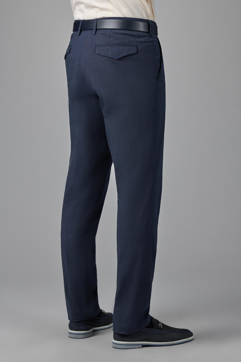 Темно-синие брюки из хлопковой ткани Regular Fit
