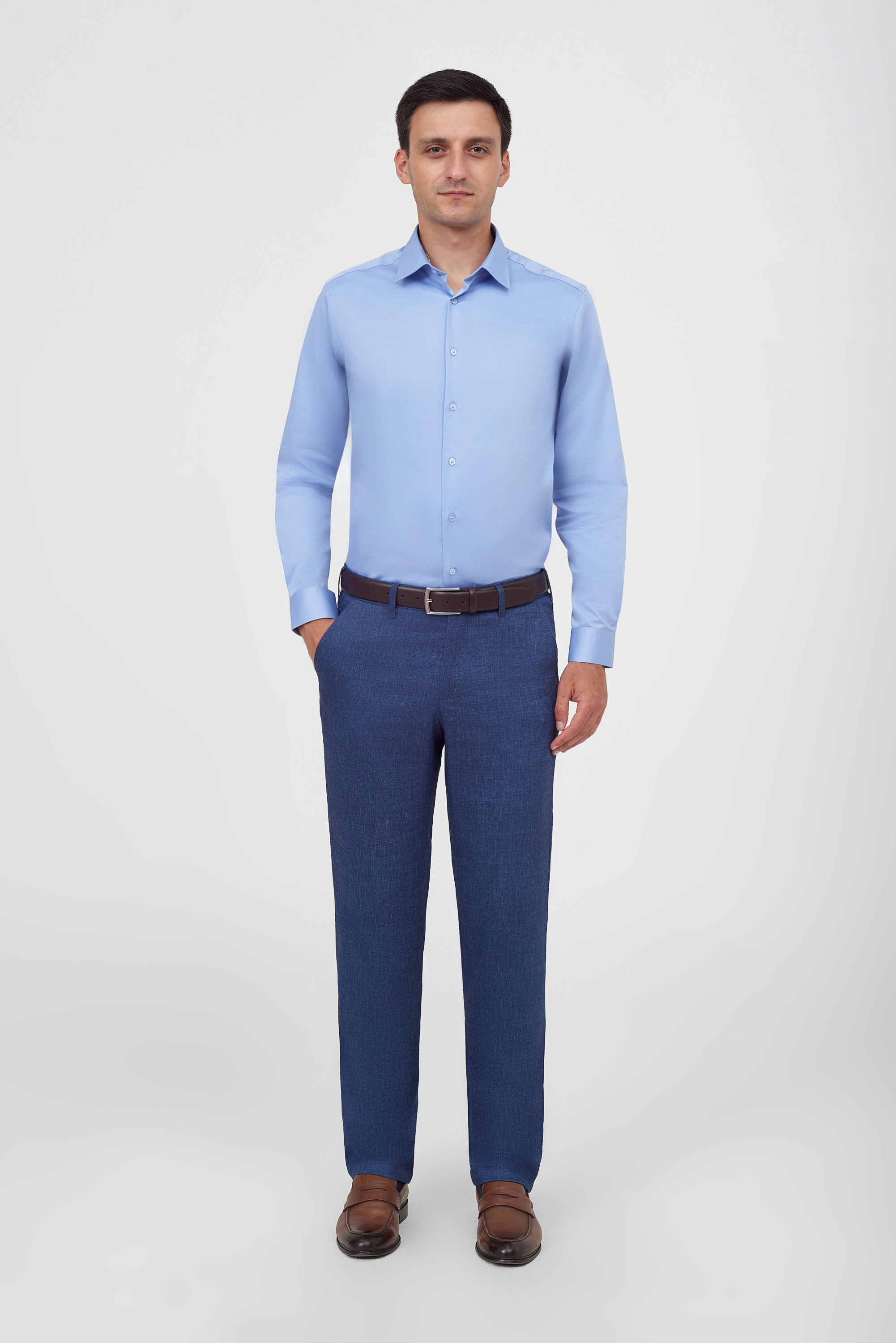 Однотонная хлопковая рубашка Slim Fit