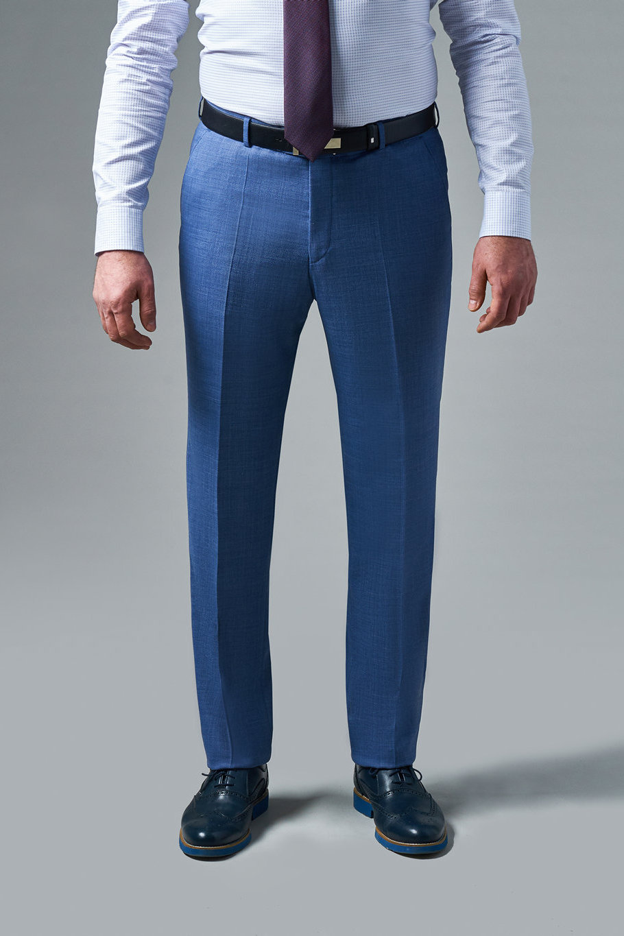 Костюмные светло-синие шерстяные брюки Slim Fit