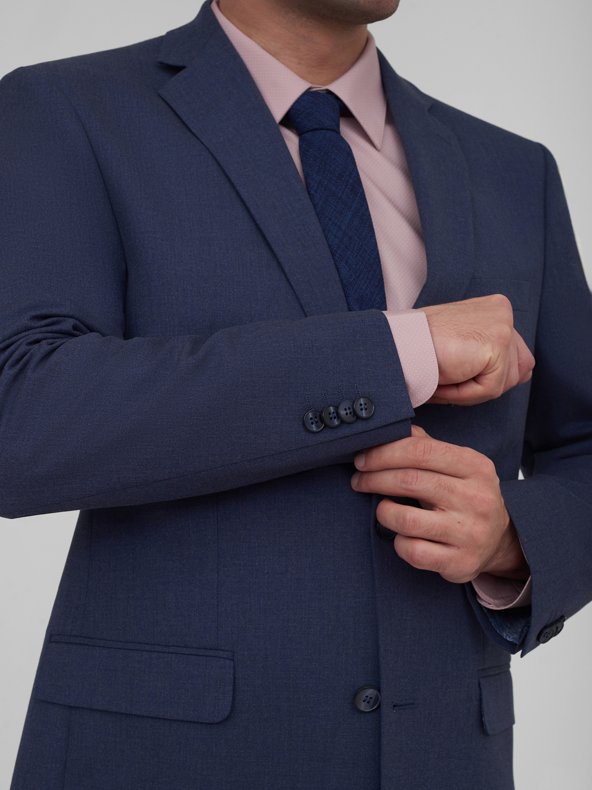 Синий костюм из смесовой ткани Regular Fit