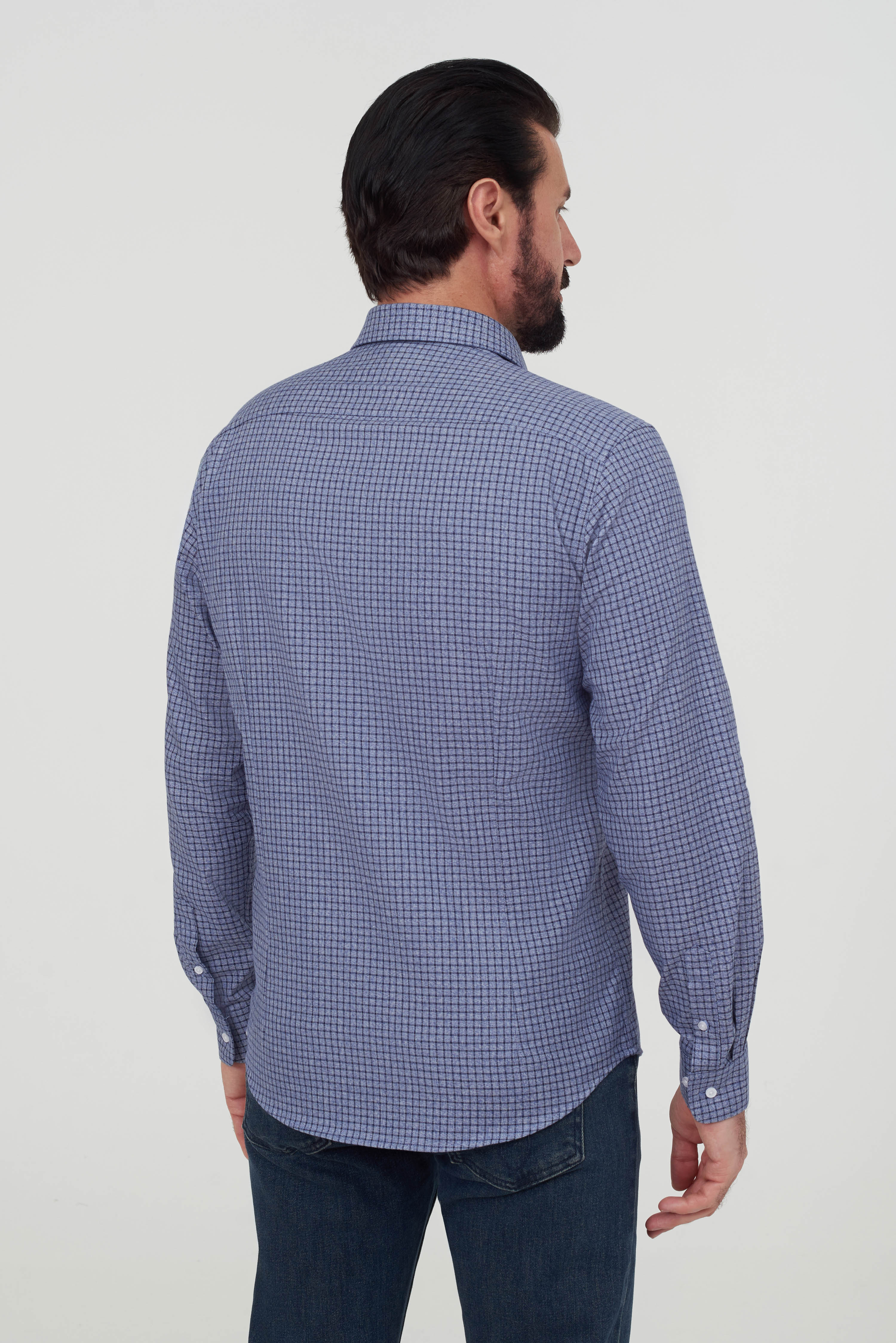 Синяя рубашка в клетку Slim Fit