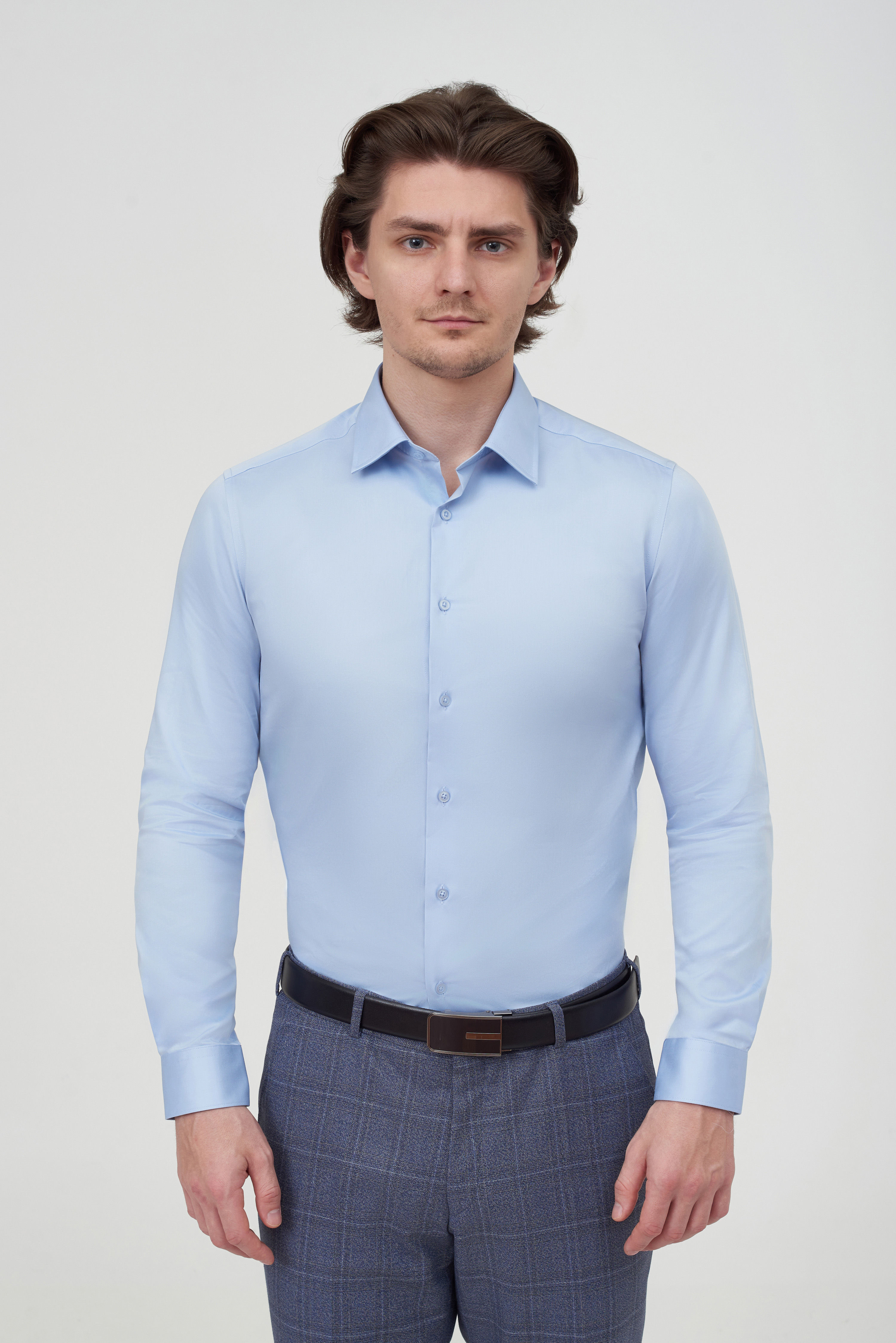 Однотонная хлопковая рубашка Slim Fit