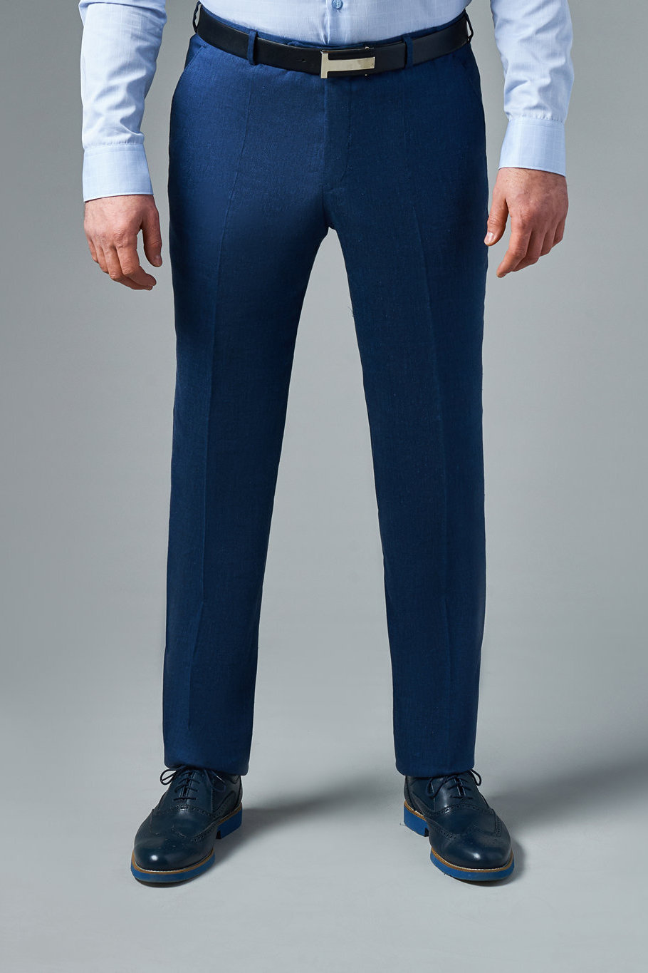Синие брюки со льном Regular Fit