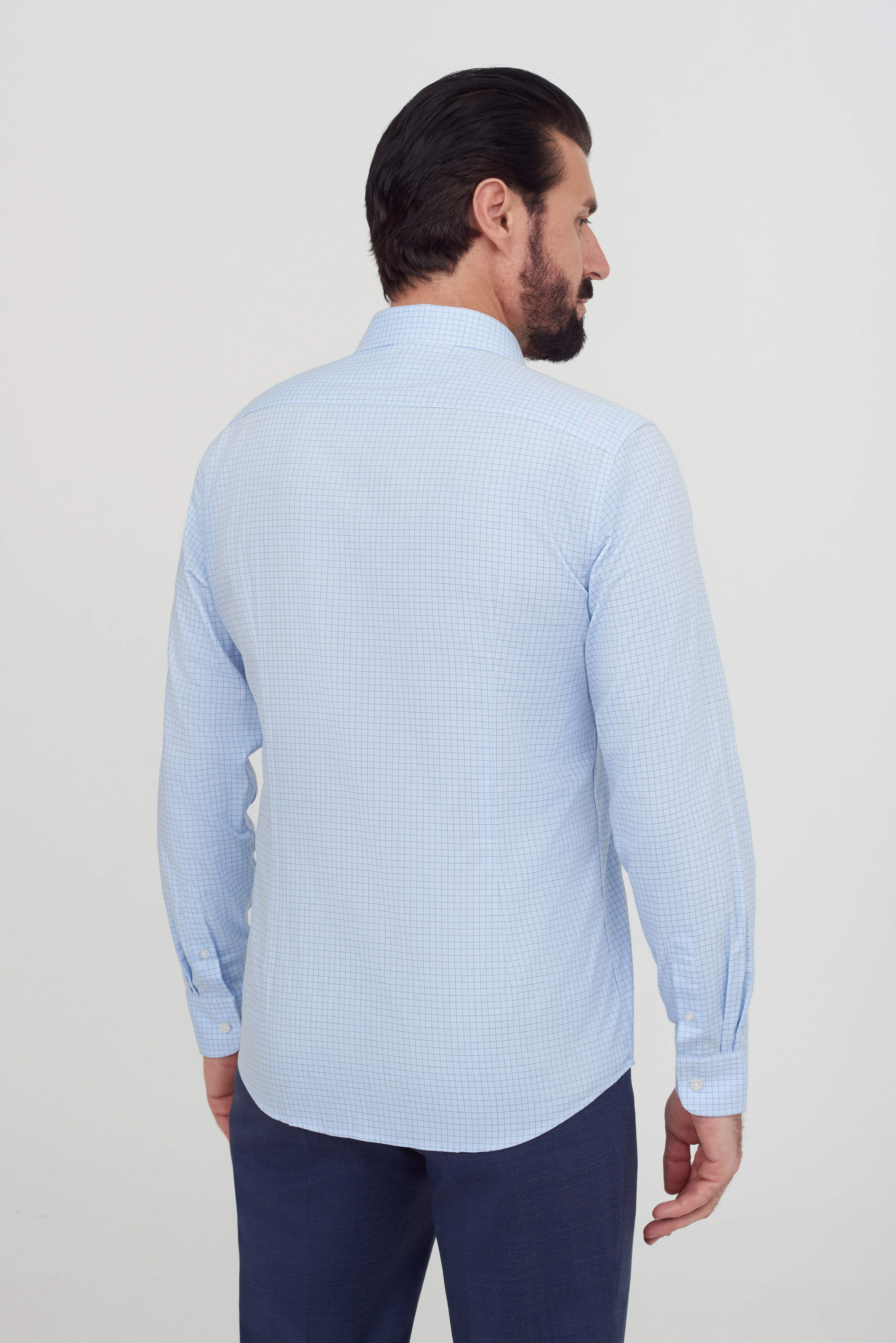 Хлопковая рубашка в тонкую клетку Slim Fit
