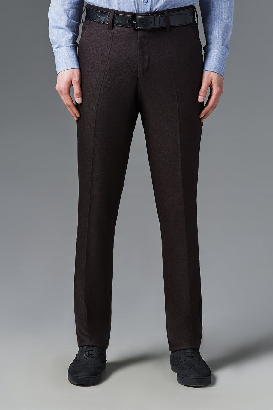 Темно-коричневые брюки из смесовой ткани Super Slim Fit