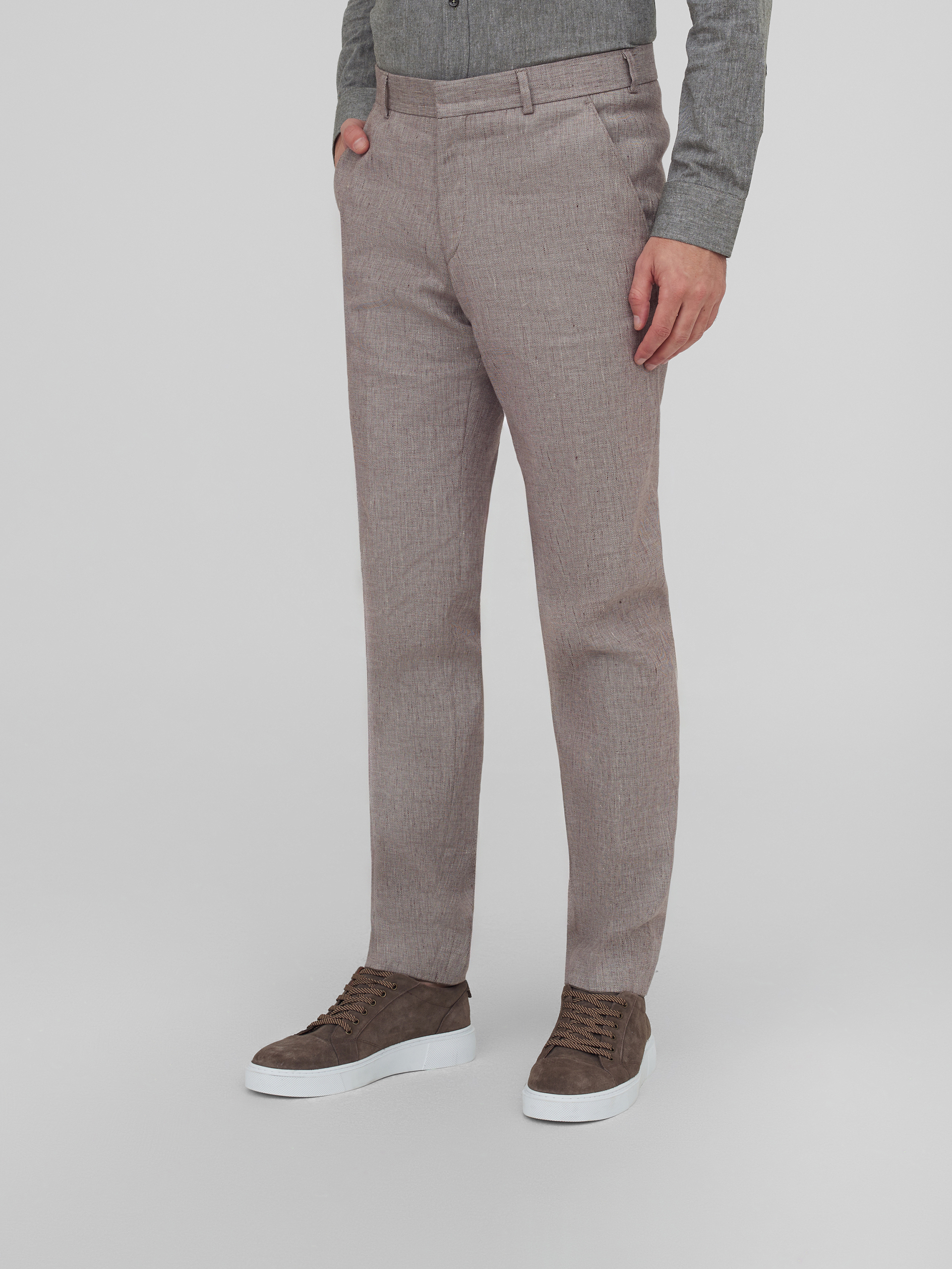 Костюмные брюки из меланжированной ткани Slim Fiit