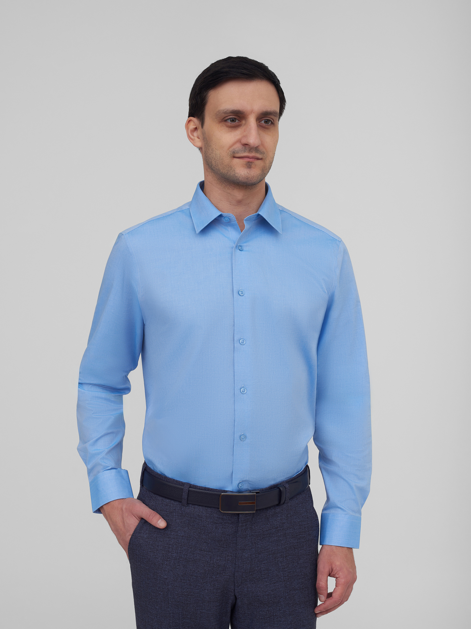 Однотонная хлопковая рубашка Regular Fit