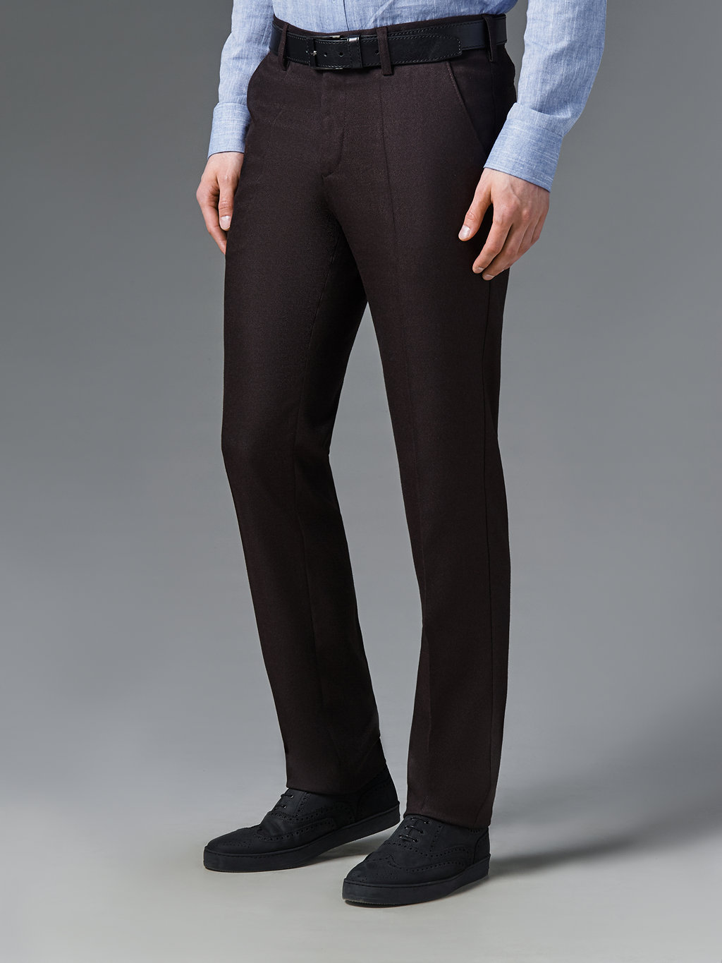 Темно-коричневые брюки из смесовой ткани Super Slim Fit