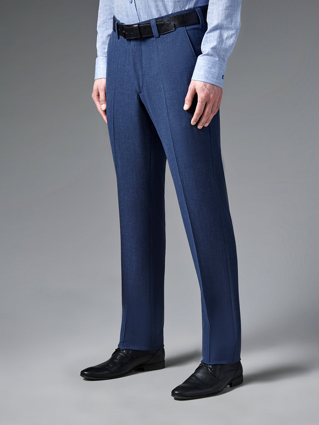 Синие брюки из смесовой ткани Slim Fit