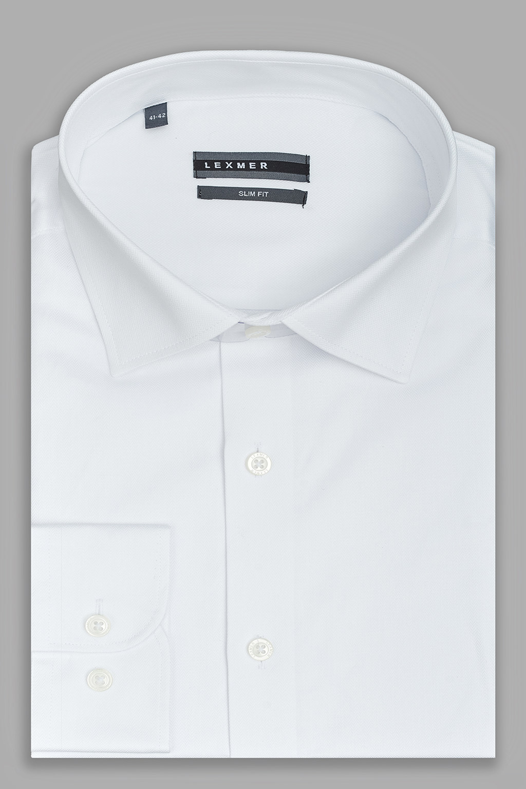 Белая рубашка из жаккардовой ткани Slim Fit