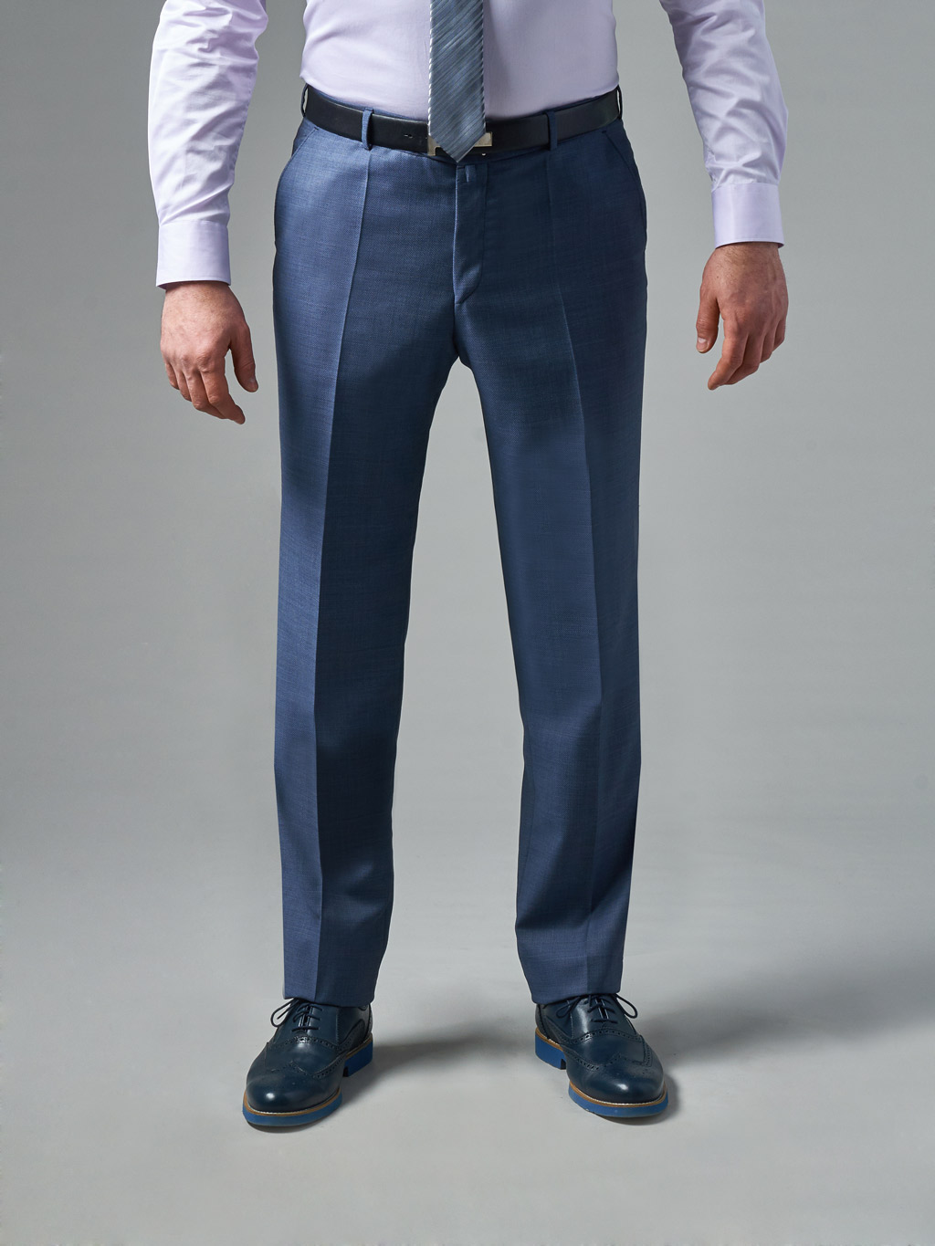 Костюмные синие брюки из итальянской ткани Marzotto Regular Fit
