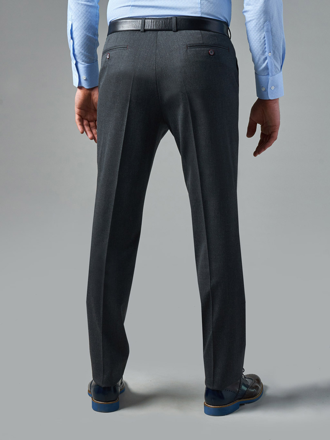 Серые брюки из однотонной шерстяной ткани Slim Fit