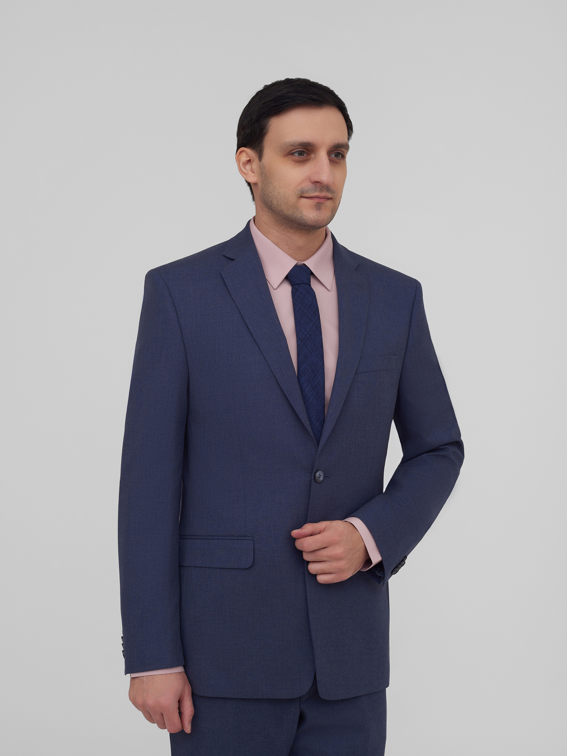 Синий костюм из смесовой ткани Regular Fit