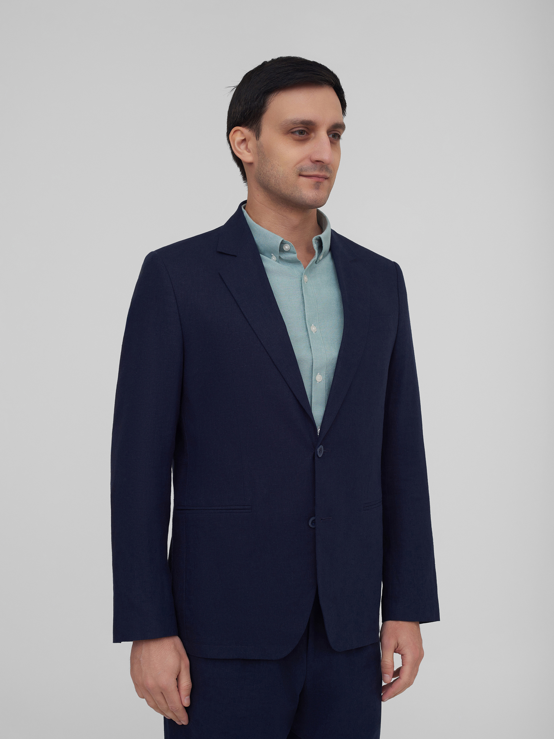 Костюмный пиджак из хлопка и льна Regular Fit