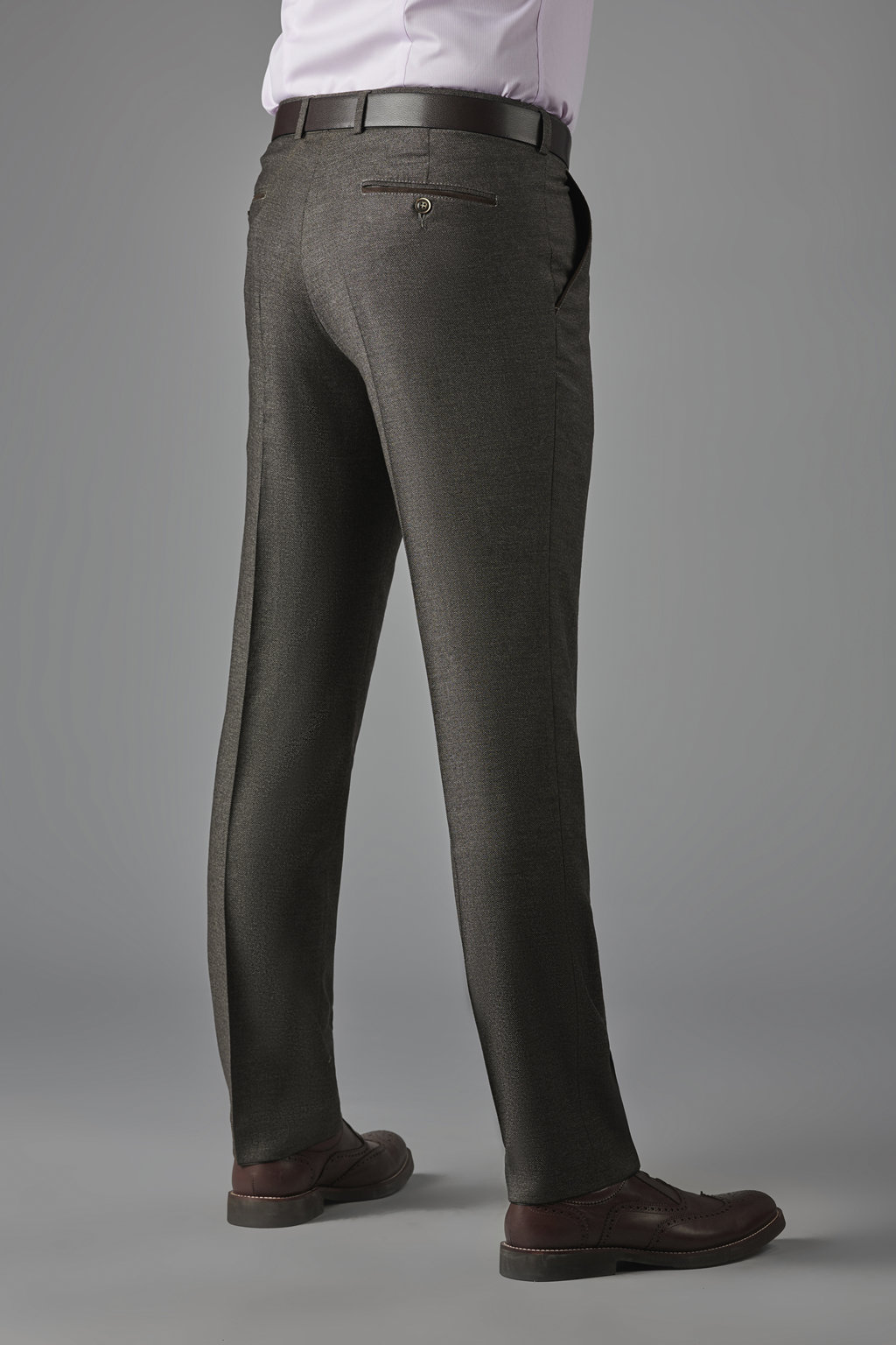Коричневые брюки из итальянской шерстяной ткани Zignone Slim Fit