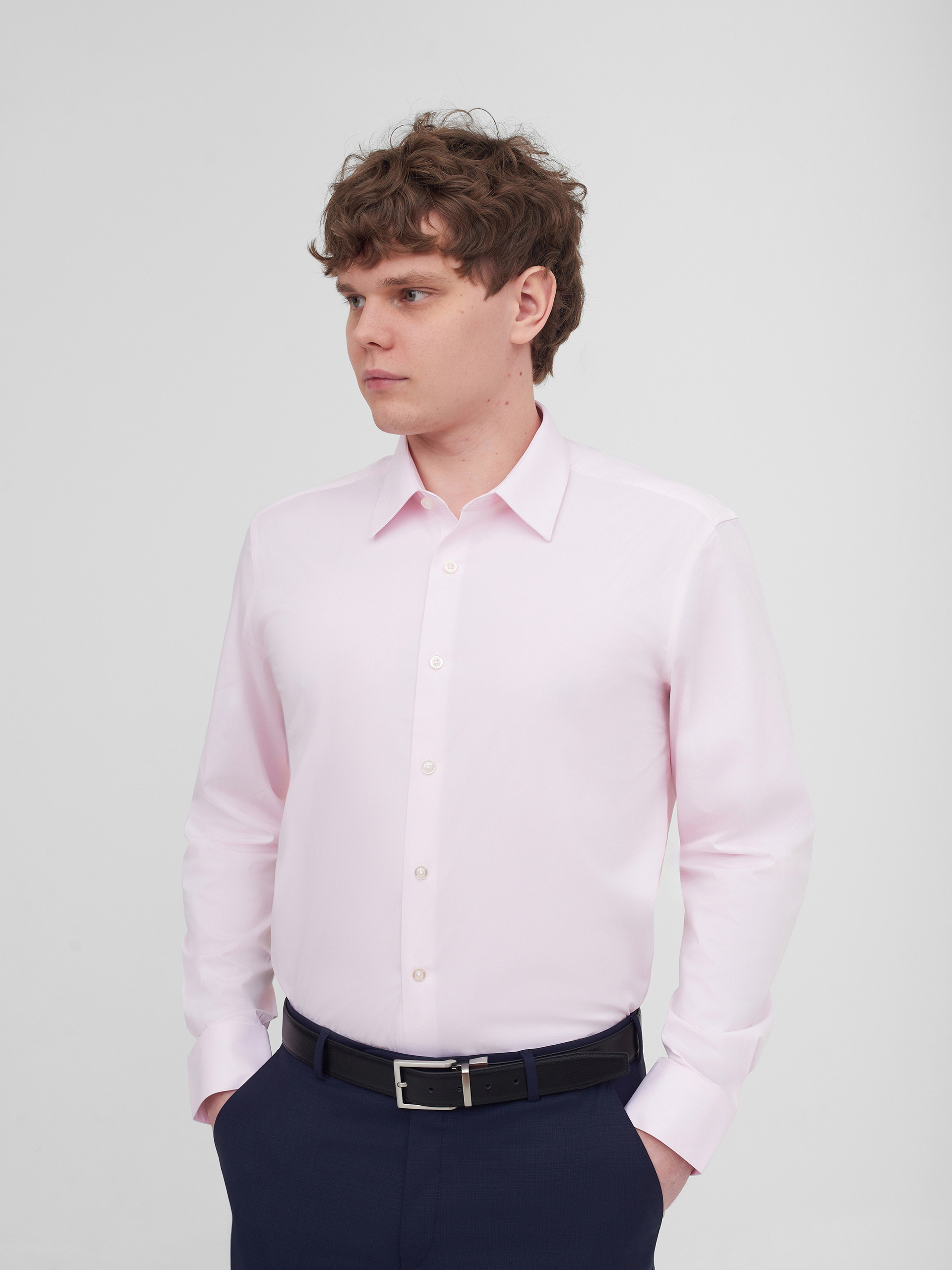 Однотонная рубашка с добавлением бамбука Regular Fit