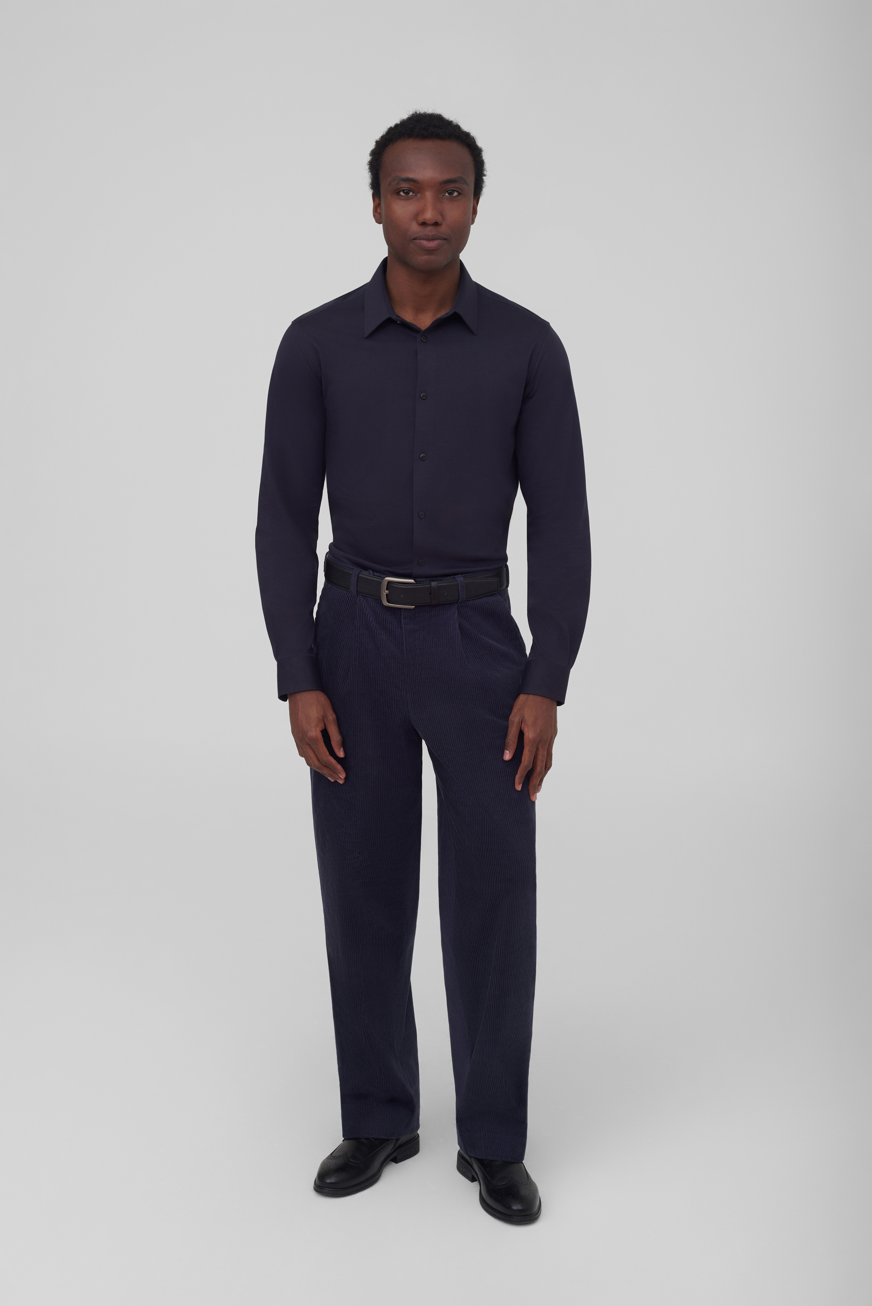 Однотонная рубашка из эластичной ткани Regular Fit