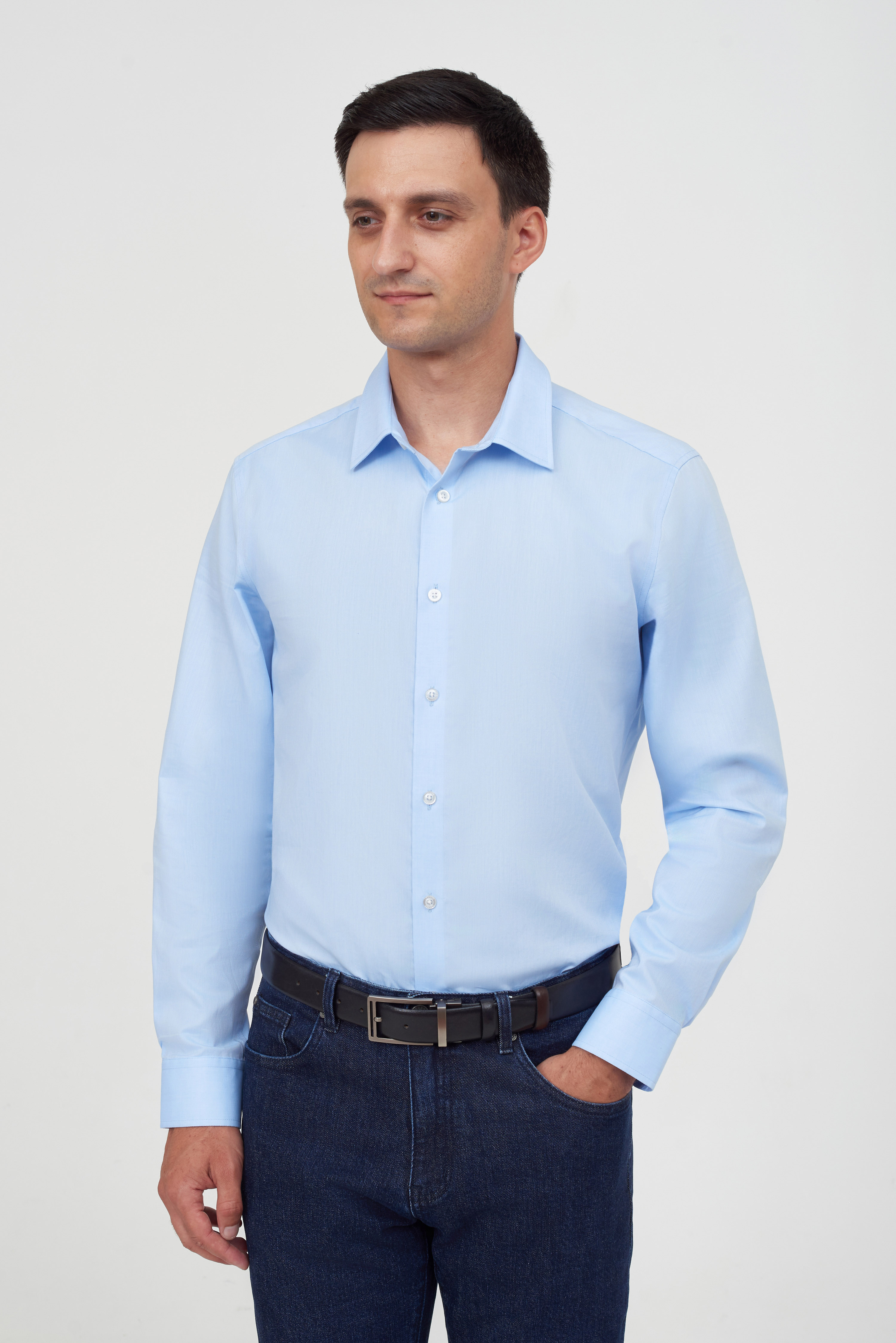 Однотонная хлопковая рубашка Slim Fit