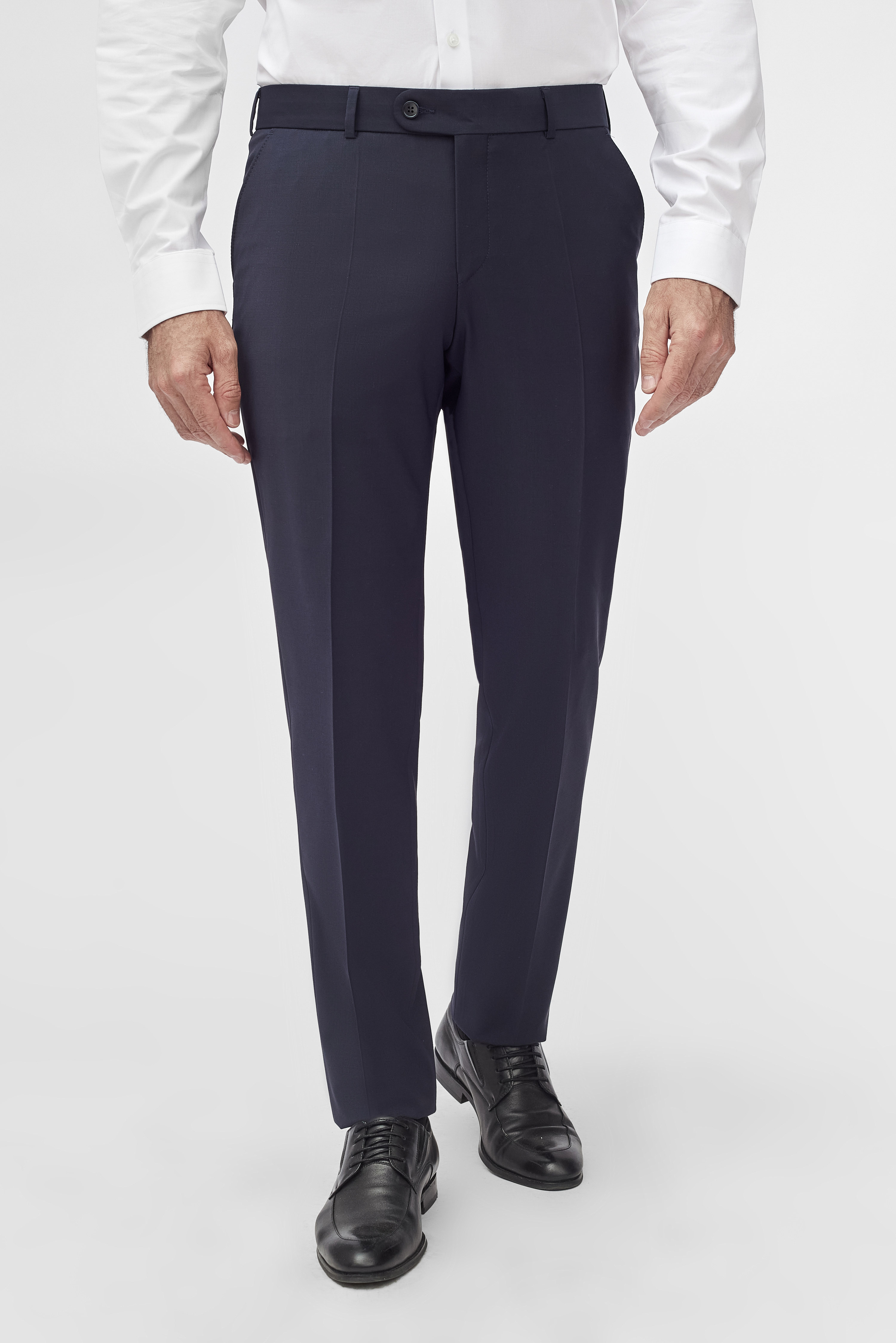 Костюмные брюки из гладкой шерстяной ткани Super Slim Fit