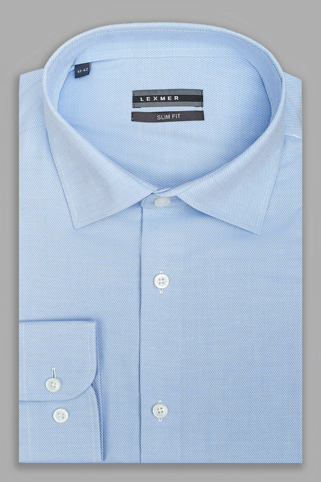 Голубая рубашка из жаккардовой ткани Slim Fit