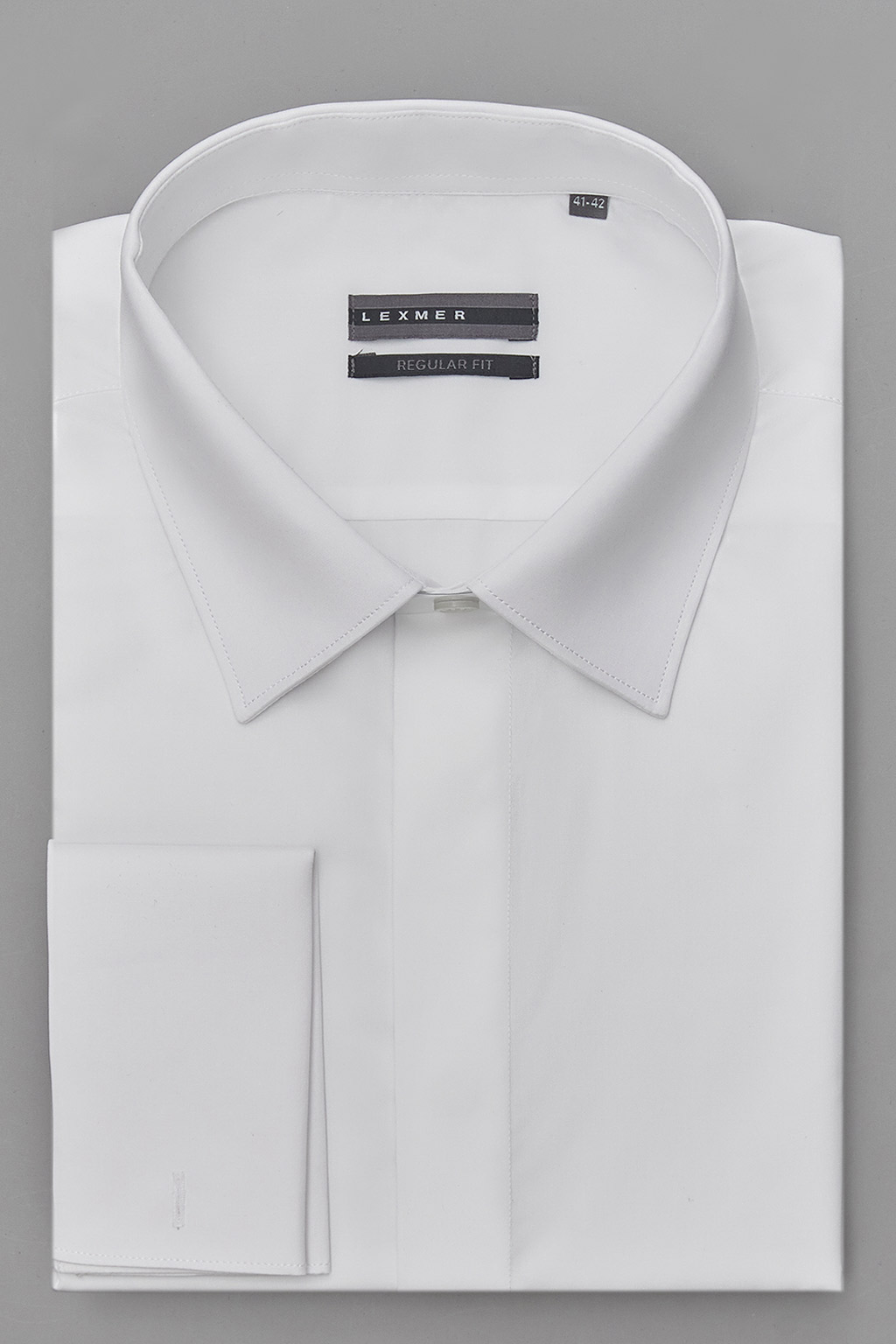 Белая рубашка с манжетами под запонки и потайной застежкой Regular Fit