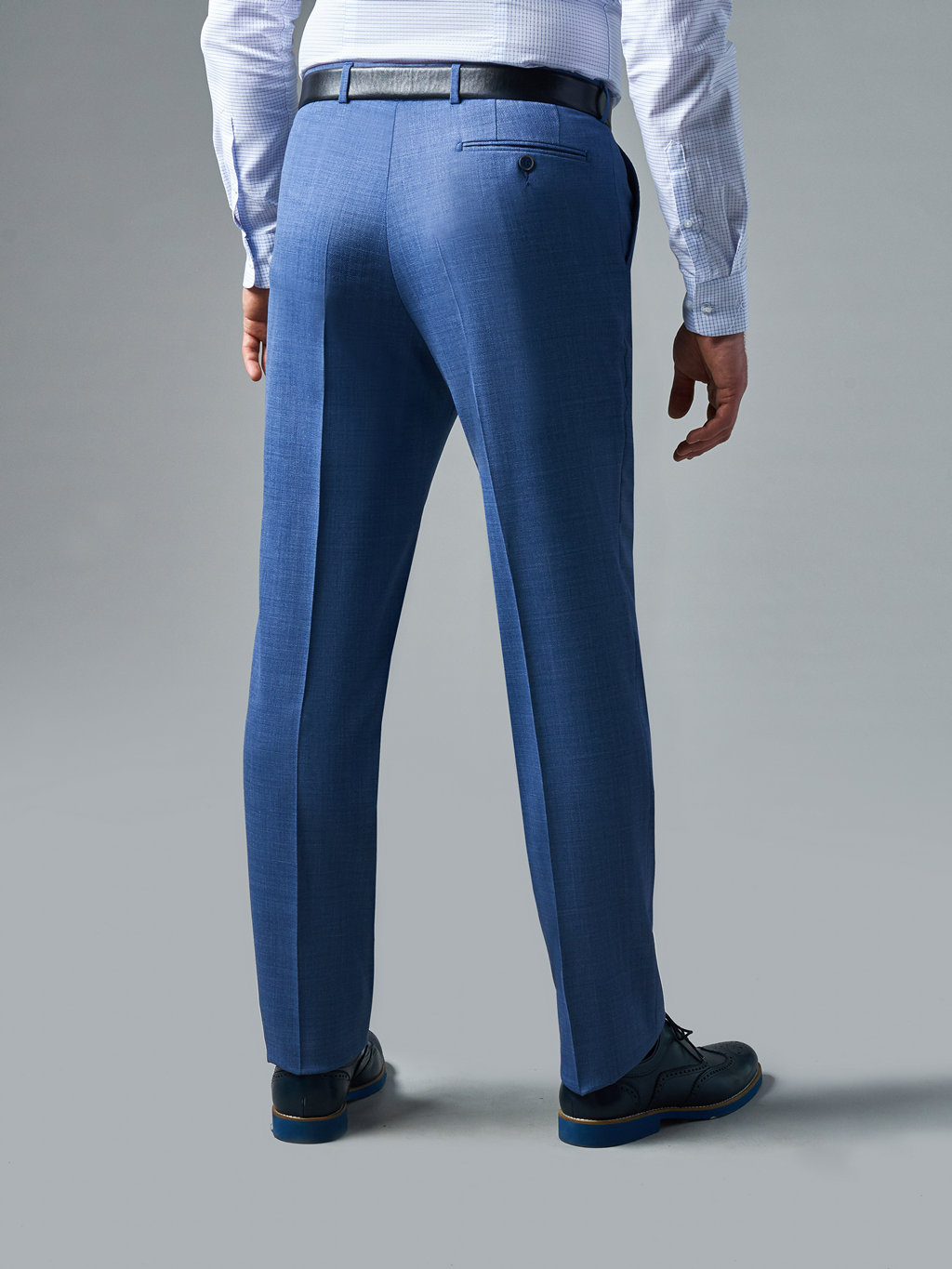 Костюмные светло-синие шерстяные брюки Regular Fit