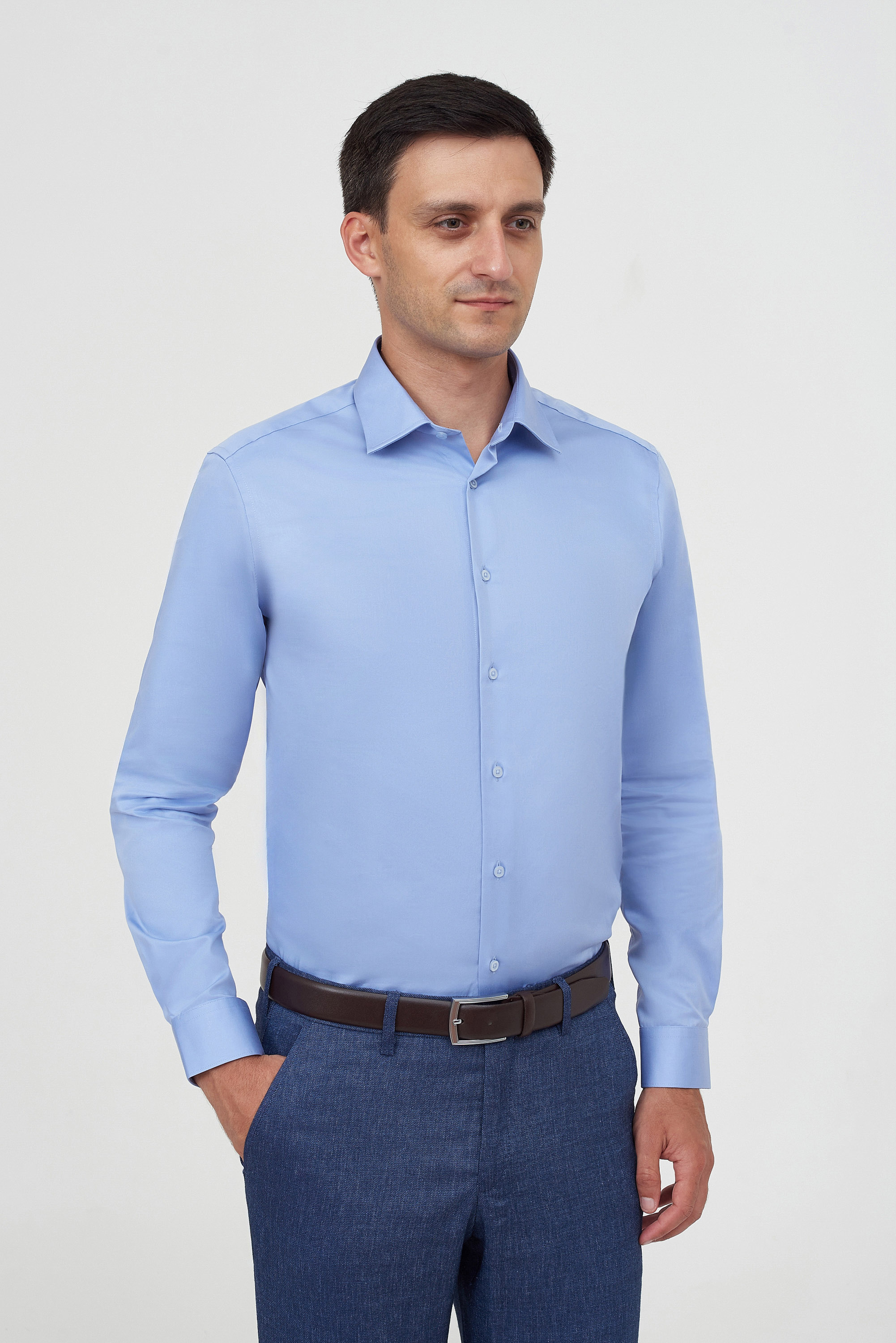 Однотонная хлопковая рубашка Slim Fit