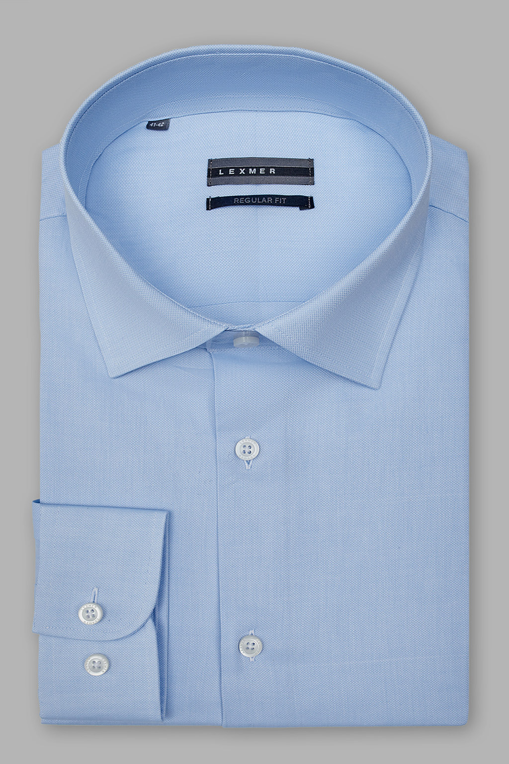 Голубая рубашка из жаккардовой ткани Regular Fit