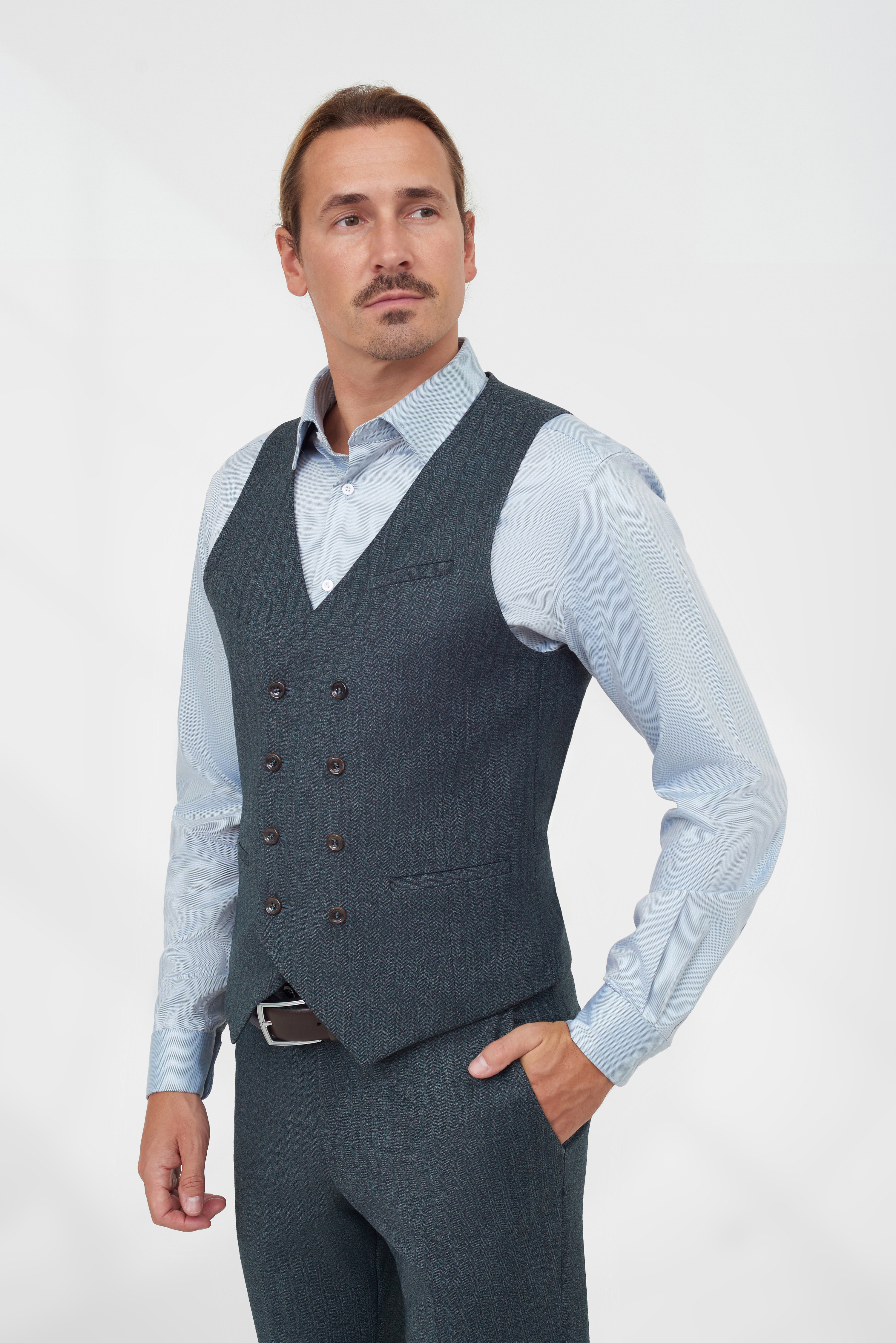 Костюмный жилет из шерстяной ткани Super Slim Fit