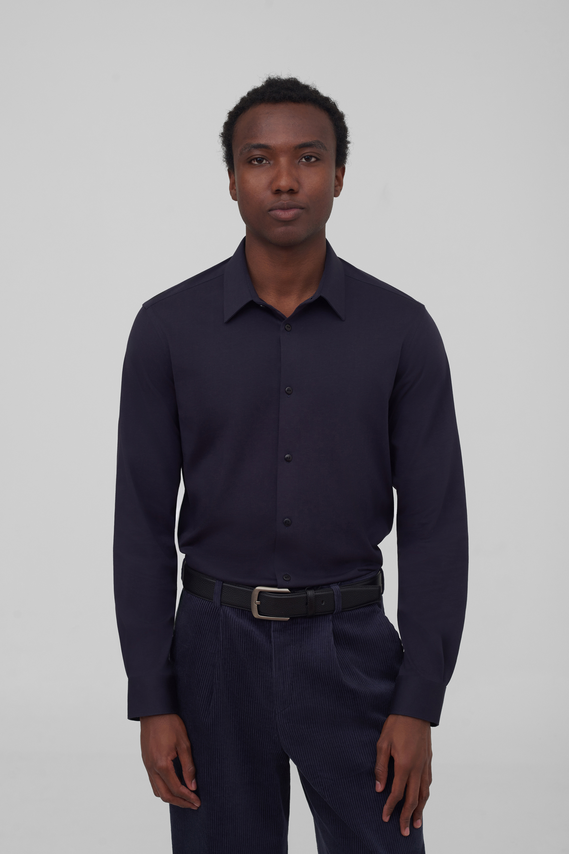 Однотонная рубашка из эластичной ткани Regular Fit