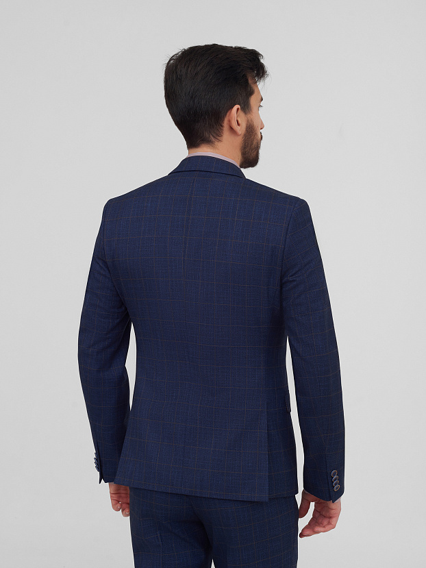 Тёмно-синий костюм в клетку Super Slim Fit