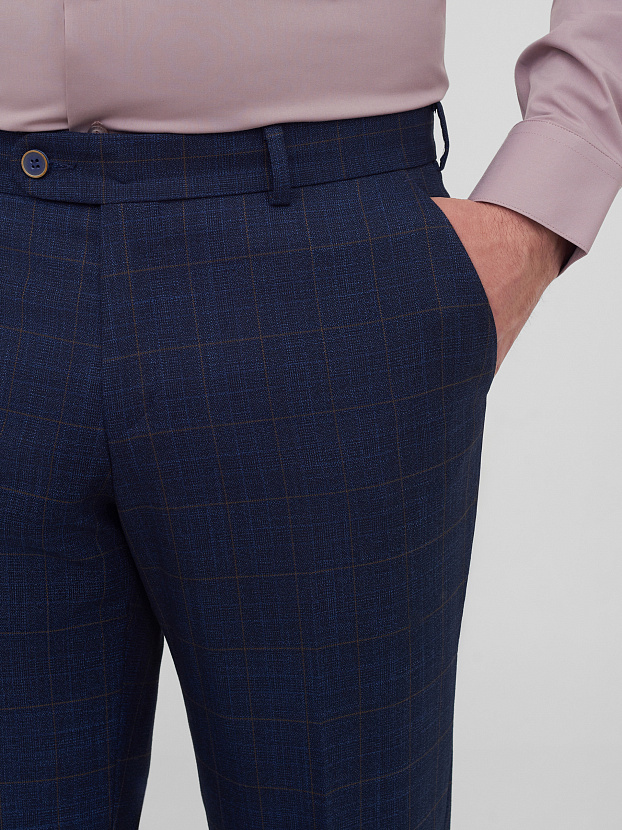 Тёмно-синий костюм в клетку Super Slim Fit