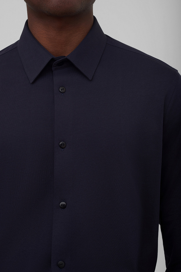 Однотонная рубашка из эластичной ткани Regular Fit