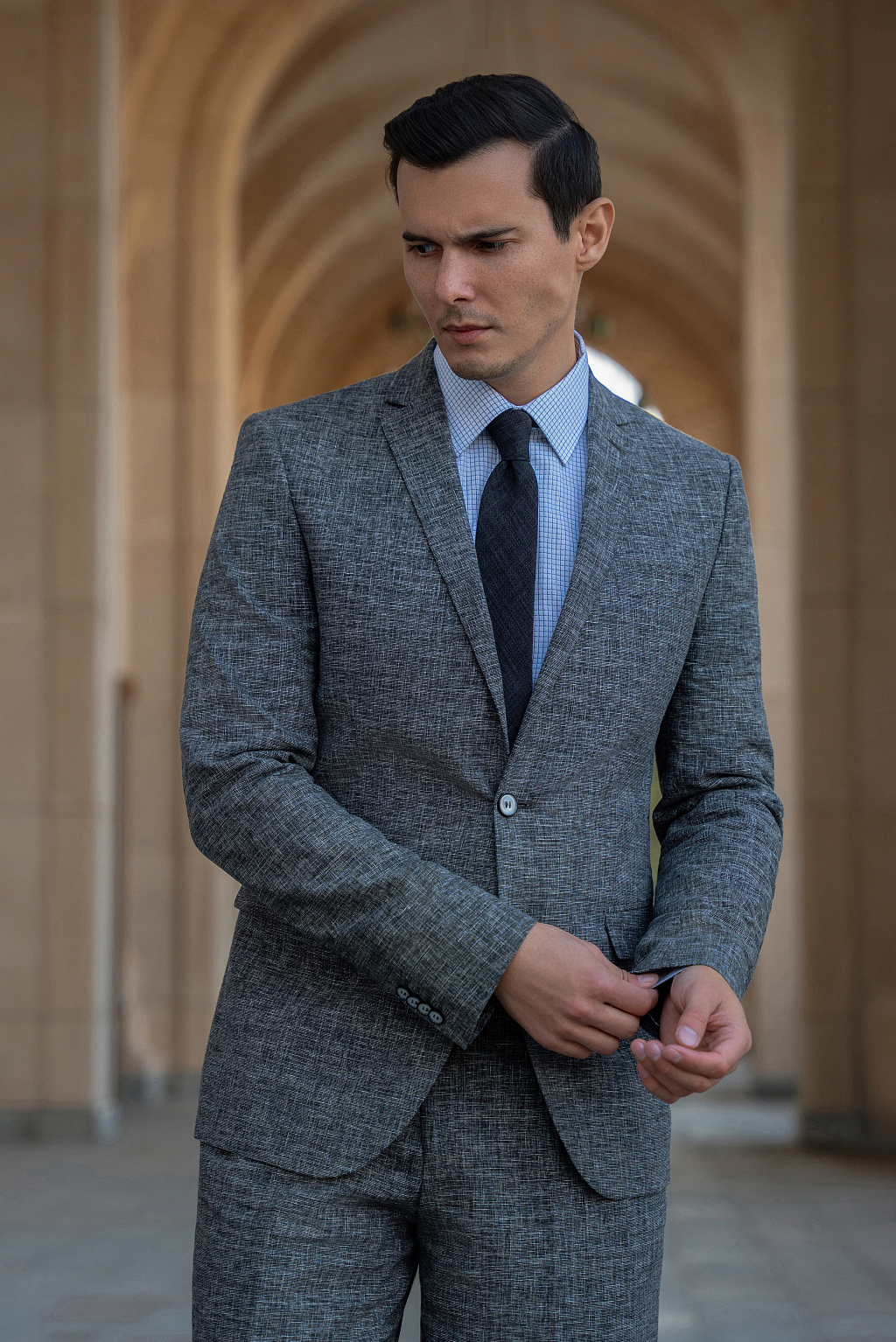 Костюмный пиджак из льняной ткани Slim Fit