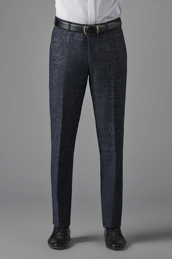 Костюмные брюки из итальянской ткани Marzotto с микродизайном Slim Fit