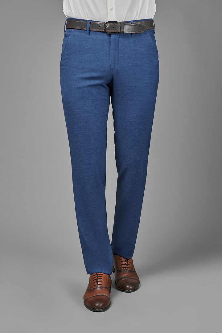 Голубые брюки из поливискозы Slim Fit