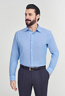 Голубая рубашка изо льна и хлопка Regular Fit